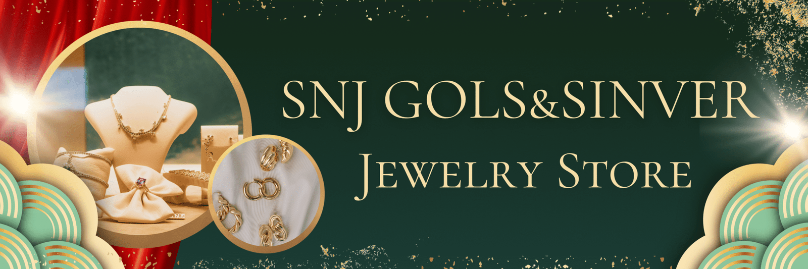 gold and green elegant jewelry store grand opening billboard